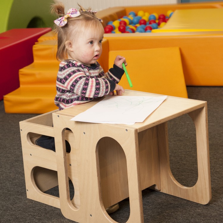 Montessori Cube Chair Set - Cube Chair and Table (Natural Lacquered)