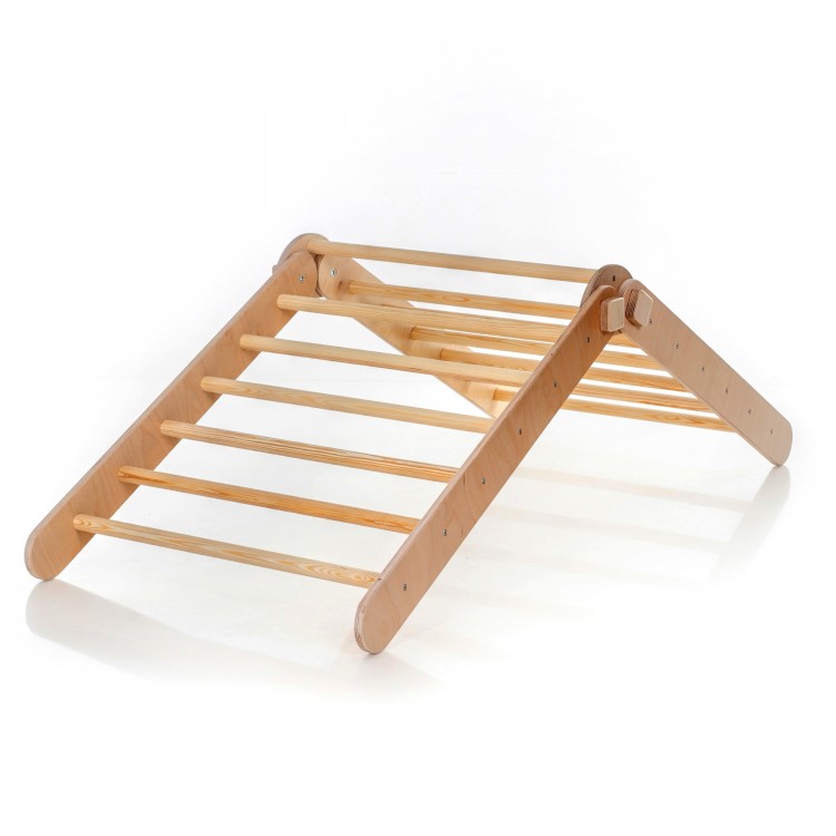 Adjustable Climbing Triangle with Ramp & Slide (Natural Lacquered)