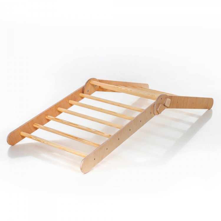 Adjustable Climbing Triangle with Ramp & Slide (Natural Lacquered)