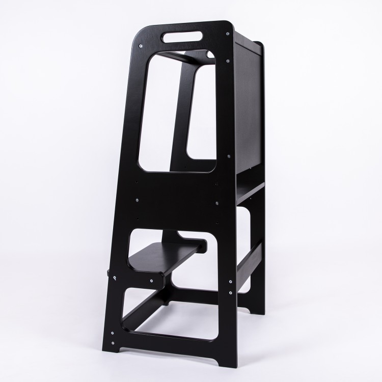 Kitchen helper tower with blackboard and Adjustable Height - Black